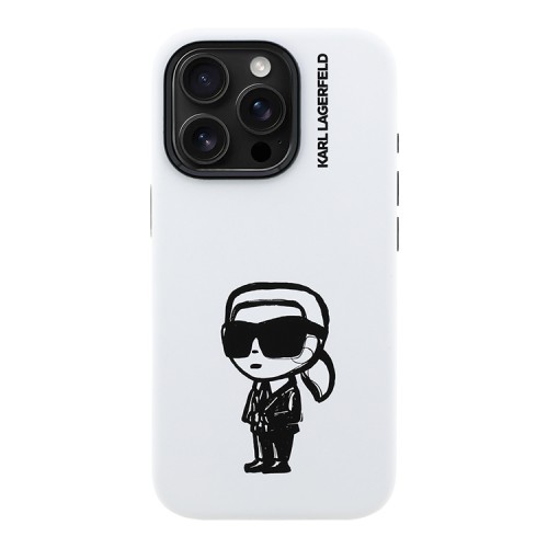 Karl Lagerfeld для iPhone 16 Pro Max чехол Liquid Silicone Sketch Karl Ikonik White (MagSafe)