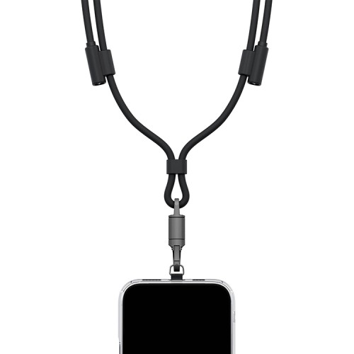 Energea Кабель +Ремешок Lasso 2in1 USB-C to USB-C cable PD240W 5A +Crossbody phone strap 1.5m Black