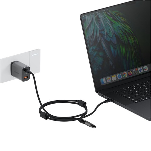 Energea Кабель +Ремешок Lasso 2in1 USB-C to USB-C cable PD240W 5A +Crossbody phone strap 1.5m Black