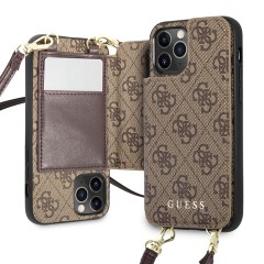 Чехол Guess 4G Crossbody cardslots magnetic Hard для iPhone 12 | 12 Pro, коричневый
