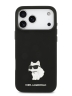 Karl Lagerfeld для iPhone 17 Pro чехол Liquid silicone NFT Choupette Metal pin & Camera Hard Black