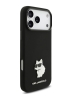 Karl Lagerfeld для iPhone 17 Pro чехол Liquid silicone NFT Choupette Metal pin & Camera Hard Black