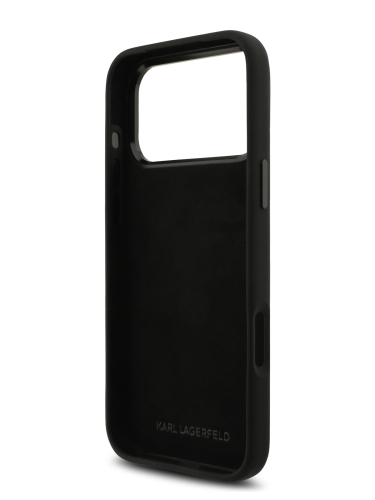Karl Lagerfeld для iPhone 17 Pro чехол Liquid silicone NFT Choupette Metal pin & Camera Hard Black