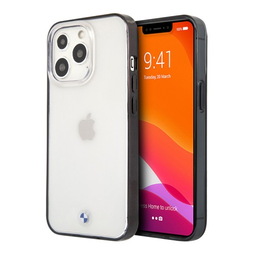 Чехол BMW Signature Hard Transparent Black edges для iPhone 13 Pro Max, черная рамка