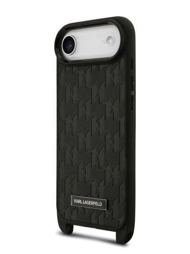 Karl Lagerfeld для iPhone Air чехол Crossbody PU Monogram Metal Plate logo Hard + Strap Black