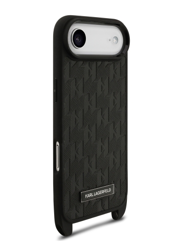 Karl Lagerfeld для iPhone Air чехол Crossbody PU Monogram Metal Plate logo Hard + Strap Black