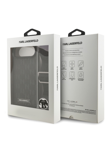 Karl Lagerfeld для iPhone Air чехол Crossbody PU Monogram Metal Plate logo Hard + Strap Black