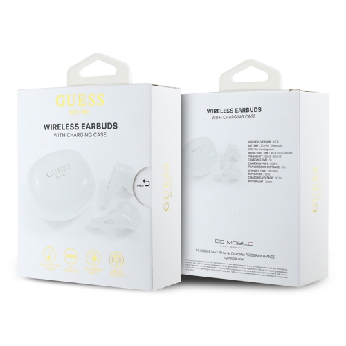 Guess Наушники TWS Bluetooth Flat with Electroplated Classic logo White