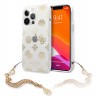Чехол Guess Peony Hard Transparent +Gold hand chain для iPhone 13 Pro Max, золотой