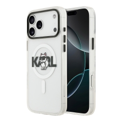 Karl Lagerfeld для iPhone 17 Pro Max чехол IML Sketch Choupette Metal camera белый (MagSafe)