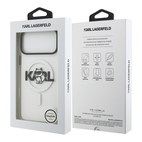 Karl Lagerfeld для iPhone 17 Pro Max чехол IML Sketch Choupette Metal camera прозрачный (MagSafe)