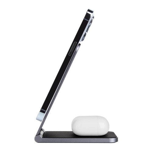 Беспроводная зарядка EnergEA MagDuo Air 2in1 для iPhone 15W +Airpods 5W, Gunmetal (magsafe)