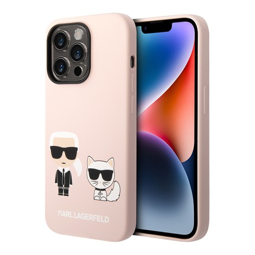 Чехол Lagerfeld Liquid silicone Karl & Choupette Hard для iPhone 14 Pro, розовый