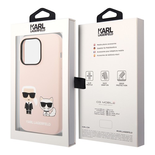 Чехол Lagerfeld Liquid silicone Karl & Choupette Hard для iPhone 14 Pro, розовый