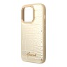Чехол Guess PU Croco metal logo Hard для iPhone 14 Pro, золотой