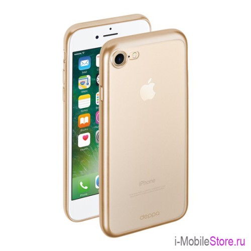 Чехол Deppa Gel Plus матовый для iPhone 7/8, золотая рамка