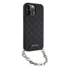 Чехол Lagerfeld PU Saffiano Monogram + Wrist chain Hard для iPhone 14 Pro, черный