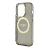 Чехол Guess Peony Glitter Hard для iPhone 14 Pro, черный/золотой (MagSafe)