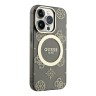 Чехол Guess Peony Glitter Hard для iPhone 14 Pro, черный/золотой (MagSafe)