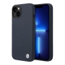 Чехол BMW Signature Liquid Silicone Metal logo Hard для iPhone 14, синий