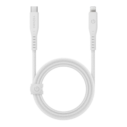 EnergEA Кабель FLOW USB-C to Lightning MFI C94 PD60W 3A Nanoweave Magnetic tie White (1.5 метра)