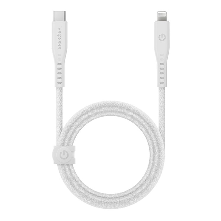 EnergEA Кабель FLOW USB-C to Lightning MFI C94 PD60W 3A Nanoweave Magnetic tie White (1.5 метра)