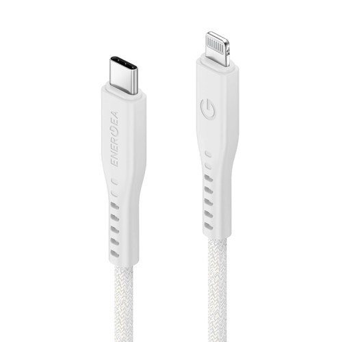 EnergEA Кабель FLOW USB-C to Lightning MFI C94 PD60W 3A Nanoweave Magnetic tie White (1.5 метра)