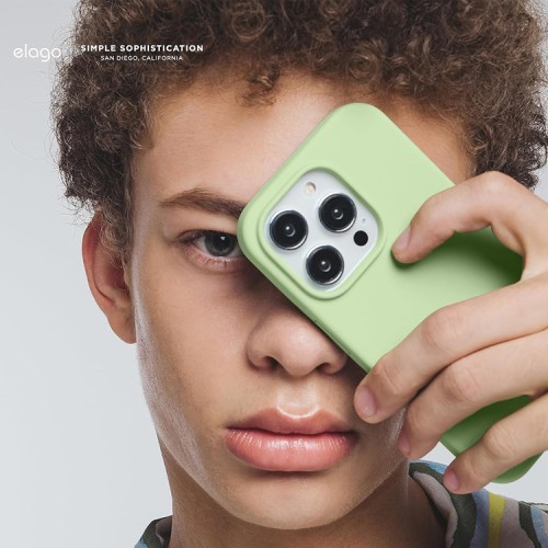 Elago для iPhone 15 Pro Max чехол Soft silicone (Liquid) Pastel Green