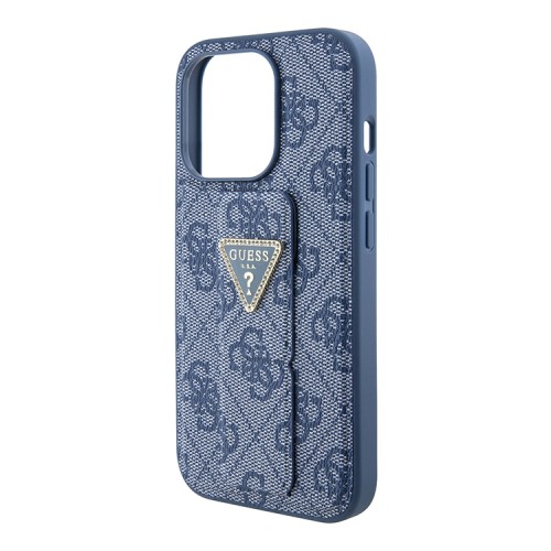 Guess для iPhone 15 Pro чехол GripStand PU 4G with Triangle Diamond metal logo Hard Blue