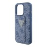 Guess для iPhone 15 Pro чехол GripStand PU 4G with Triangle Diamond metal logo Hard Blue
