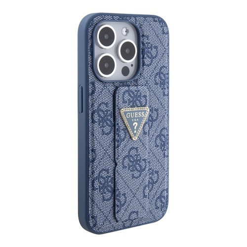 Guess для iPhone 15 Pro чехол GripStand PU 4G with Triangle Diamond metal logo Hard Blue