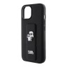 Karl Lagerfeld для iPhone 15 чехол GripStand PU Saffiano NFT Karl & Choupette metal Hard Black