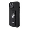 Karl Lagerfeld для iPhone 15 чехол GripStand PU Saffiano NFT Karl & Choupette metal Hard Black