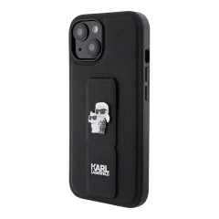 Karl Lagerfeld для iPhone 15 чехол GripStand PU Saffiano NFT Karl &amp; Choupette metal Hard Black