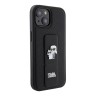 Karl Lagerfeld для iPhone 15 чехол GripStand PU Saffiano NFT Karl & Choupette metal Hard Black