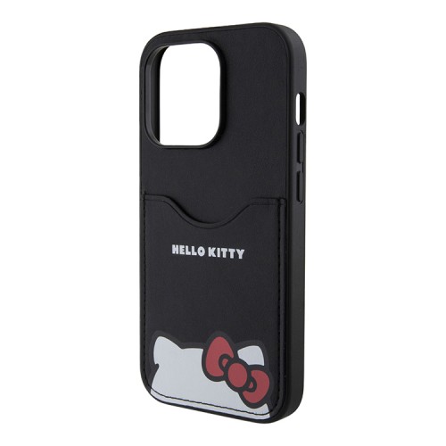 Hello Kitty для iPhone 15 Pro чехол Cardslot PU Leather Hidden Kitty Hard Black
