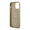 Hello Kitty для iPhone 15 Pro Max чехол PU Leather Kitty Head Hard Gold (MagSafe)