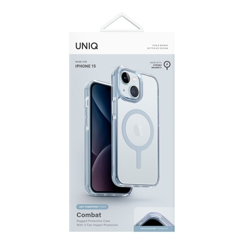 Uniq для iPhone 15 чехол Combat AF Ice Blue (MagSafe)
