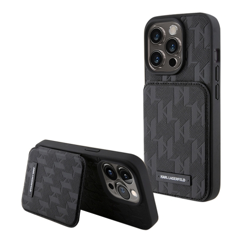 Karl Lagerfeld для iPhone 14 Pro Max чехол Cardslot Stand PU Saffiano Monogram Plate logo Hard Black