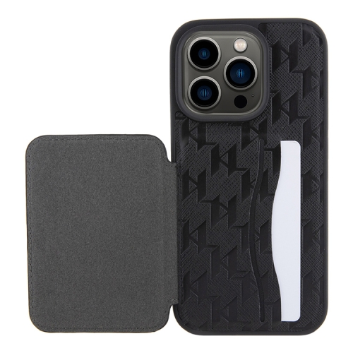 Karl Lagerfeld для iPhone 14 Pro Max чехол Cardslot Stand PU Saffiano Monogram Plate logo Hard Black