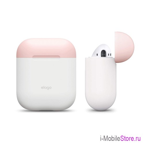 Чехол Elago Silicone DUO для AirPods 1/2, White с крышками Pink и Yellow