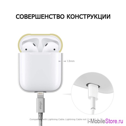 Чехол Elago Silicone DUO для AirPods 1/2, White с крышками Pink и Yellow