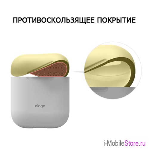 Чехол Elago Silicone DUO для AirPods 1/2, White с крышками Pink и Yellow