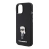 Lagerfeld для iPhone 15 чехол Liquid silicone NFT Karl Ikonik metal pin Hard Black