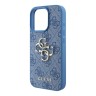 Guess для iPhone 16 Pro чехол PU кожа 4G Big metal logo Blue