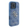 Guess для iPhone 16 Pro чехол PU кожа 4G Big metal logo Blue