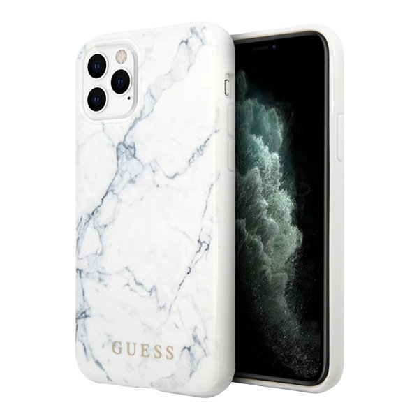 Чехол Guess Marble Design Hard для iPhone 11 Pro, белый