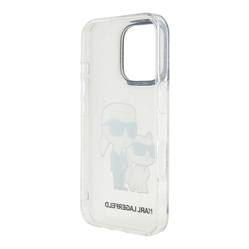 Karl Lagerfeld для iPhone 16 Pro Max чехол PC/TPU NFT Karl & Choupette Hard Glitter Transparent