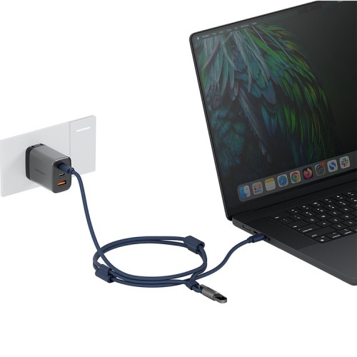 Energea Кабель +Ремешок Lasso 2in1 USB-C to USB-C cable PD240W 5A +Crossbody phone strap 1.5m Blue