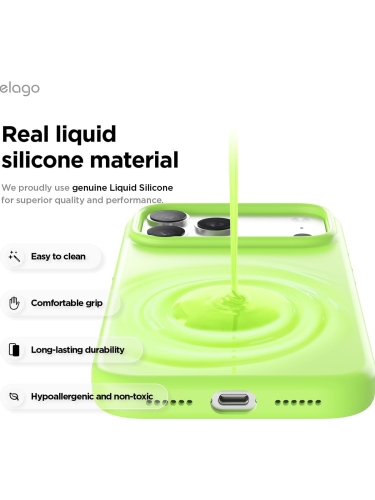 Elago для iPhone 17 Pro чехол Magnetic Silicone Lime Green (MagSafe)